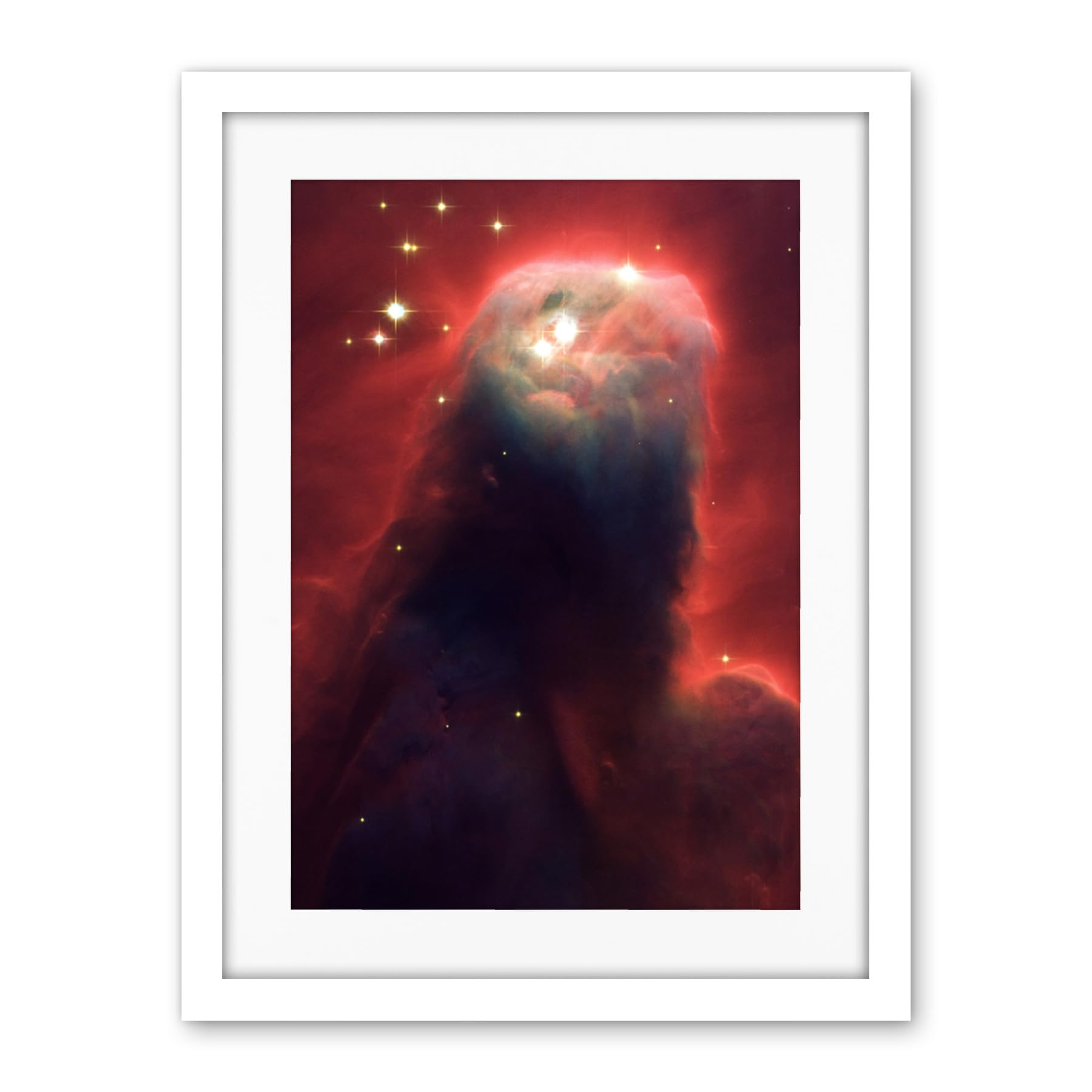 Artery8 Hubble Space Telescope Image Cone Nebula NGC 2264 Large Red Blue Pillar Of Gas And Dust In Star Forming Incubator Region Artwork Framed Wall Art Print 18X24 Inch