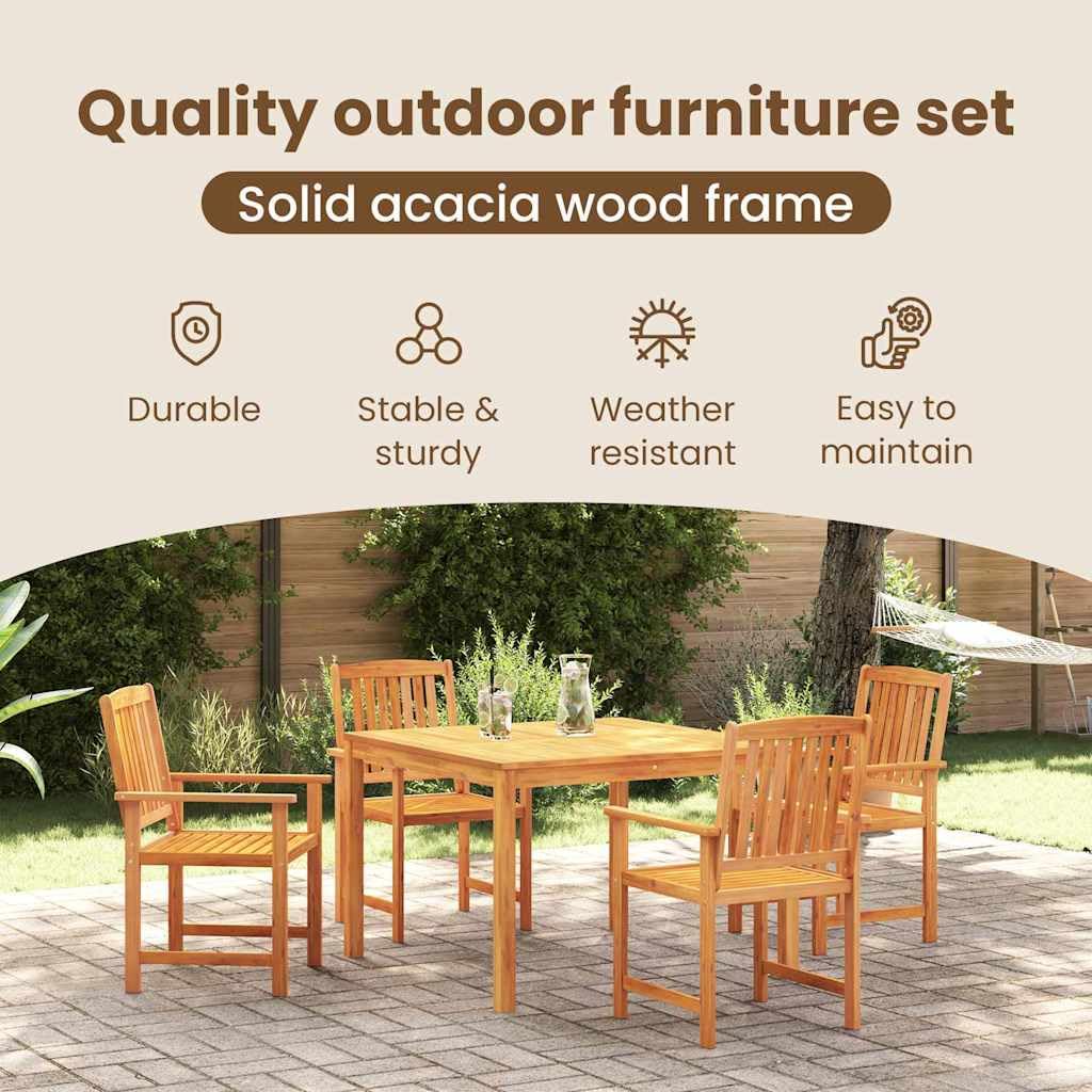 vidaXL Set da Pranzo per Giardino 5 pcs Marrone, Set da giardino e terrazza, in legno di acacia rustico, mobile da esterno, beige, per patio e pranzo all'aperto