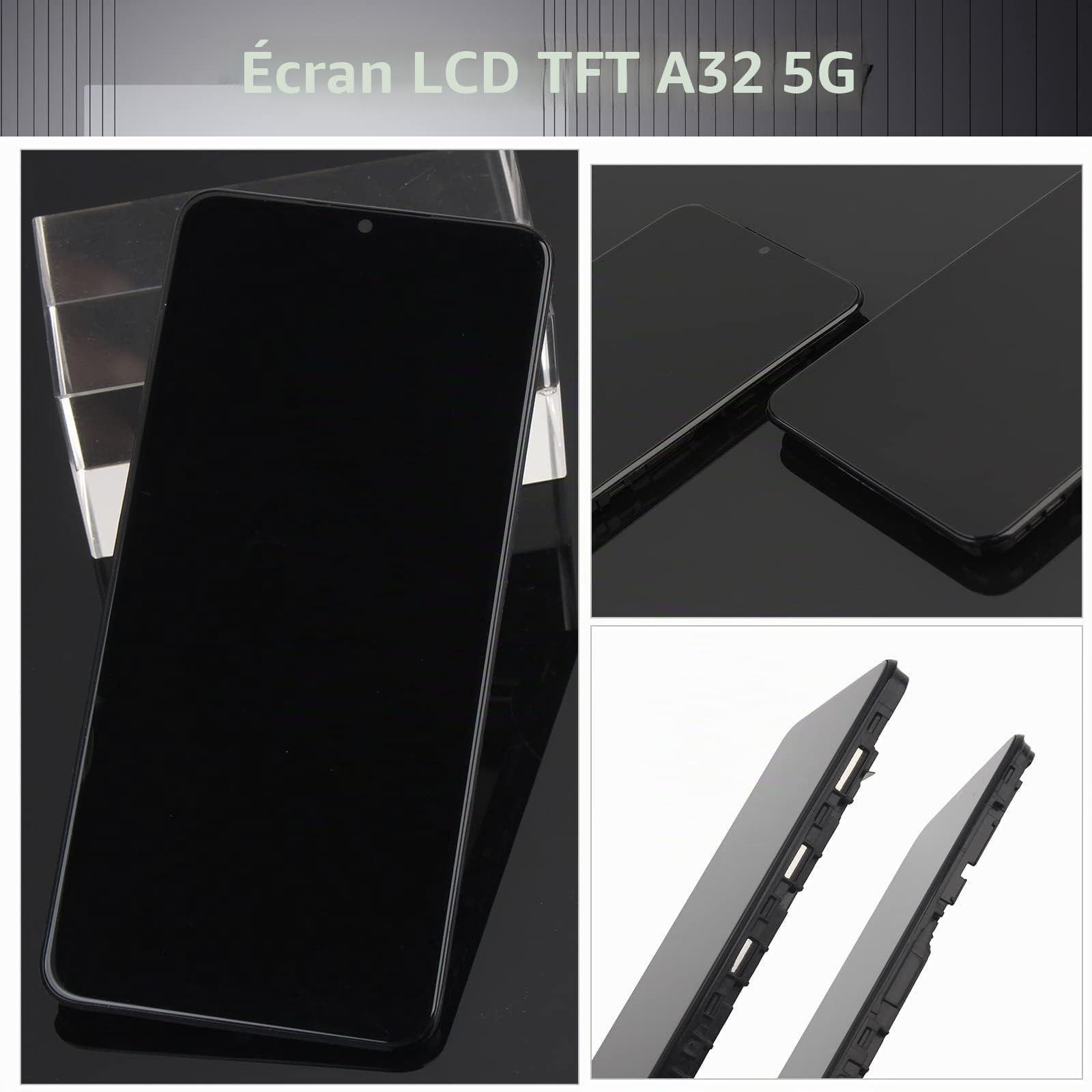 Noir Écran LCD Complet avec châssis pour Samsung Galaxy A32 5G SM-A326B ecran LCD Remplacement, ecran Telephone pour A32 5G Écran Tactile de Rechange 6.5'' avec Outil + Verre trempé