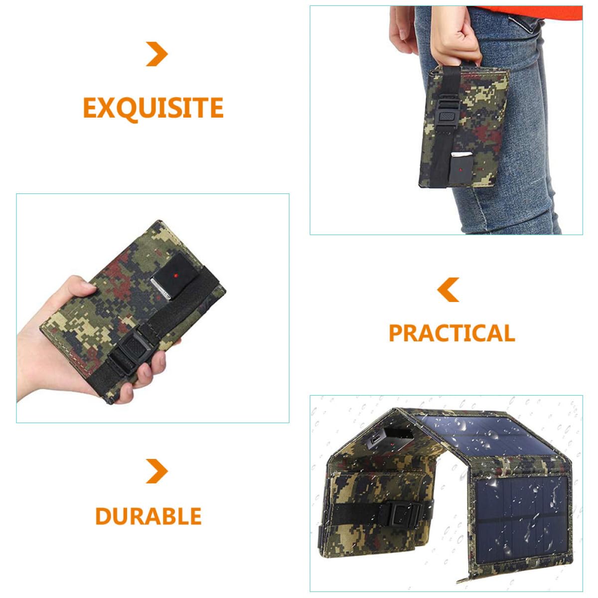 Ipetboom Cargador Resistente al Agua Salida USB Solar de 10w Portátil Plegable para Teléfonos Móviles y Power Bank y Adecuado para Barcos y Remolques para Barcos y Remolques