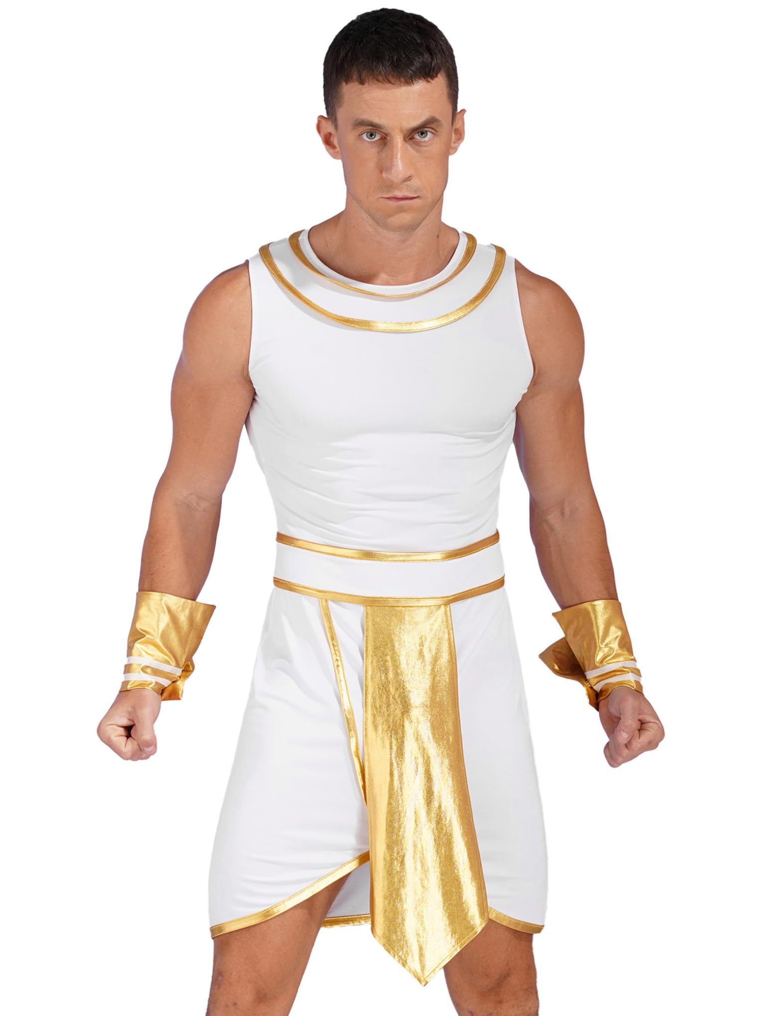 Nyeemya Disfraz Romano Para Hombre Dios Griego Zeus Cosplay Toga Vestido Con Pulseras Metálicas Fiesta Temática Disfraces Trajes