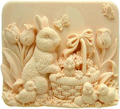 Molde de silicona para bomba de baño, molde para hacer jabón, hecho a mano, manualidades, cera de resina, yeso, arcilla 3D, conejo de Pascua (11036)