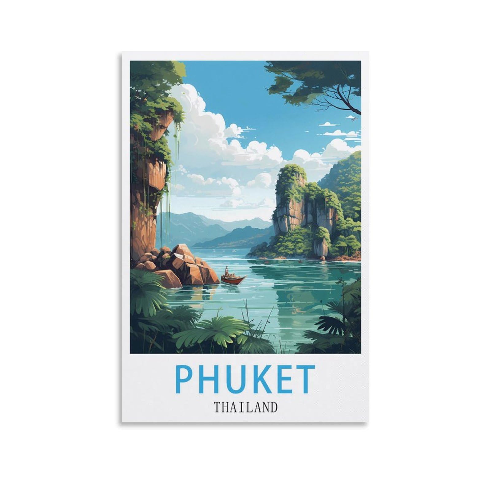 CYYHGEE Phuket Thailand Vintage Travel Poster 08x12inch(20x30cm) Canvas Poster Wall Art Living Room Home Decor