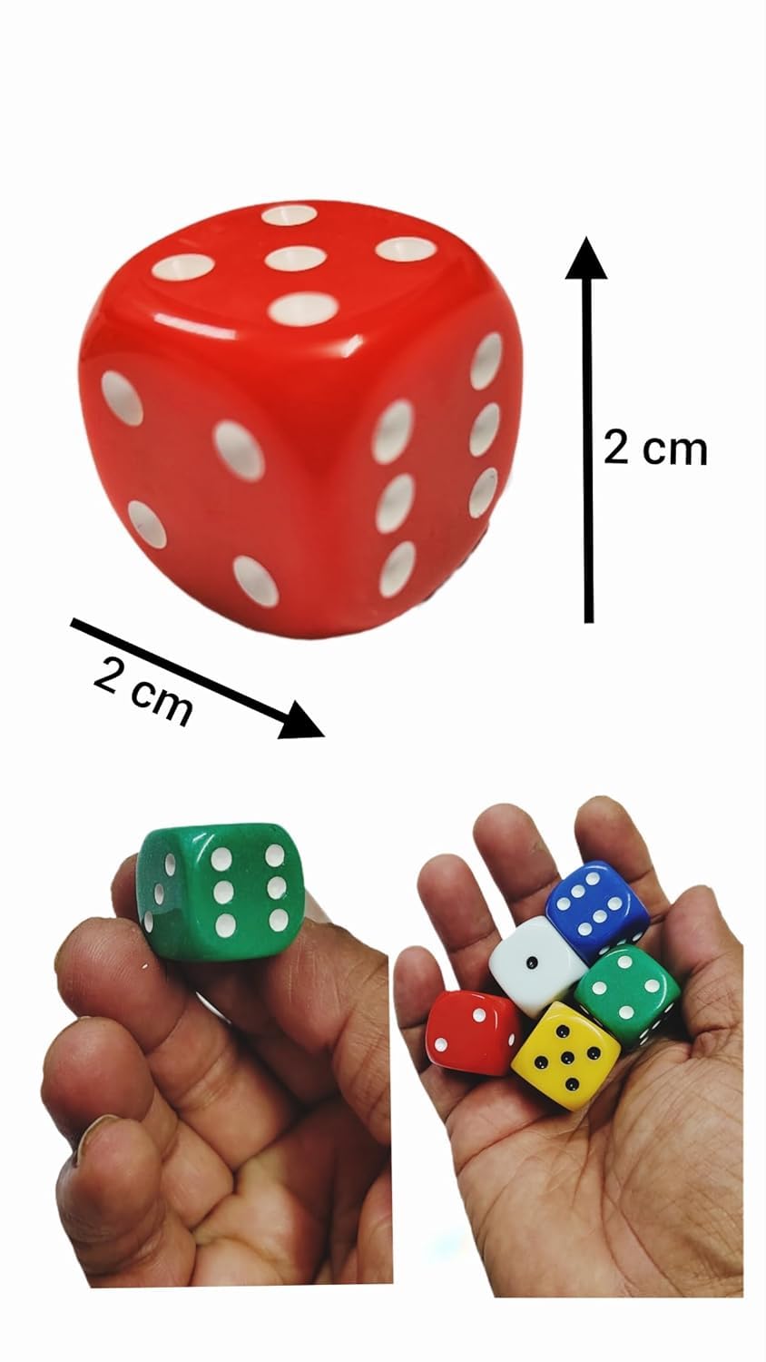 Big Jumbo Large Dice Cube Set Box for Table Games Ludo Snake and Ladder for Kids Party Puzzles Cards Couples Multicolour Colour Black Dot Number White Yellow Red Green Blue Color (5) 2