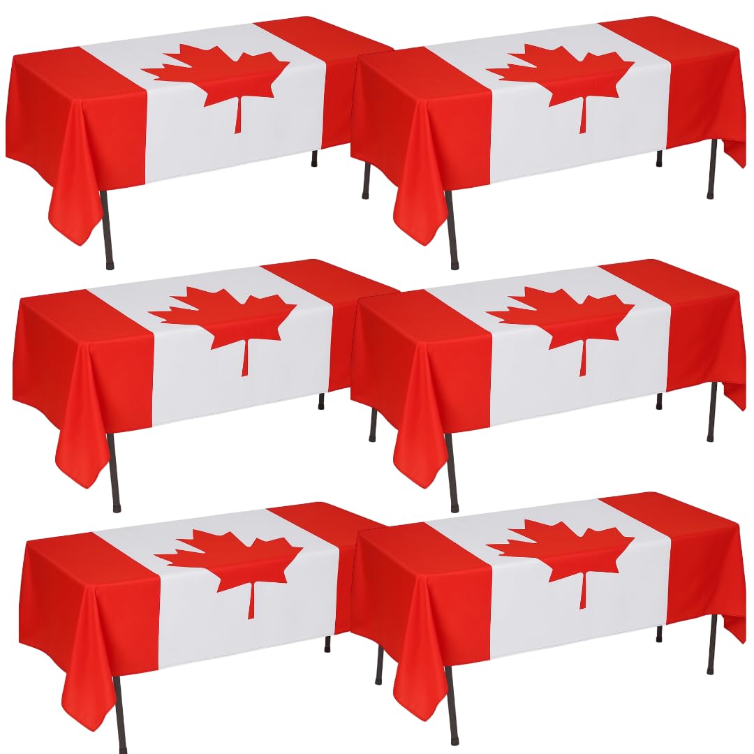 I LOVE FANCY DRESS Canada Flag Tablecloth - Pack of 6-5ft x 3ft Polyester Table Cloth with Bold Maple Leaf Print – Canada Day, World Cup Patriotic Events & Canadian Themed Party Décor