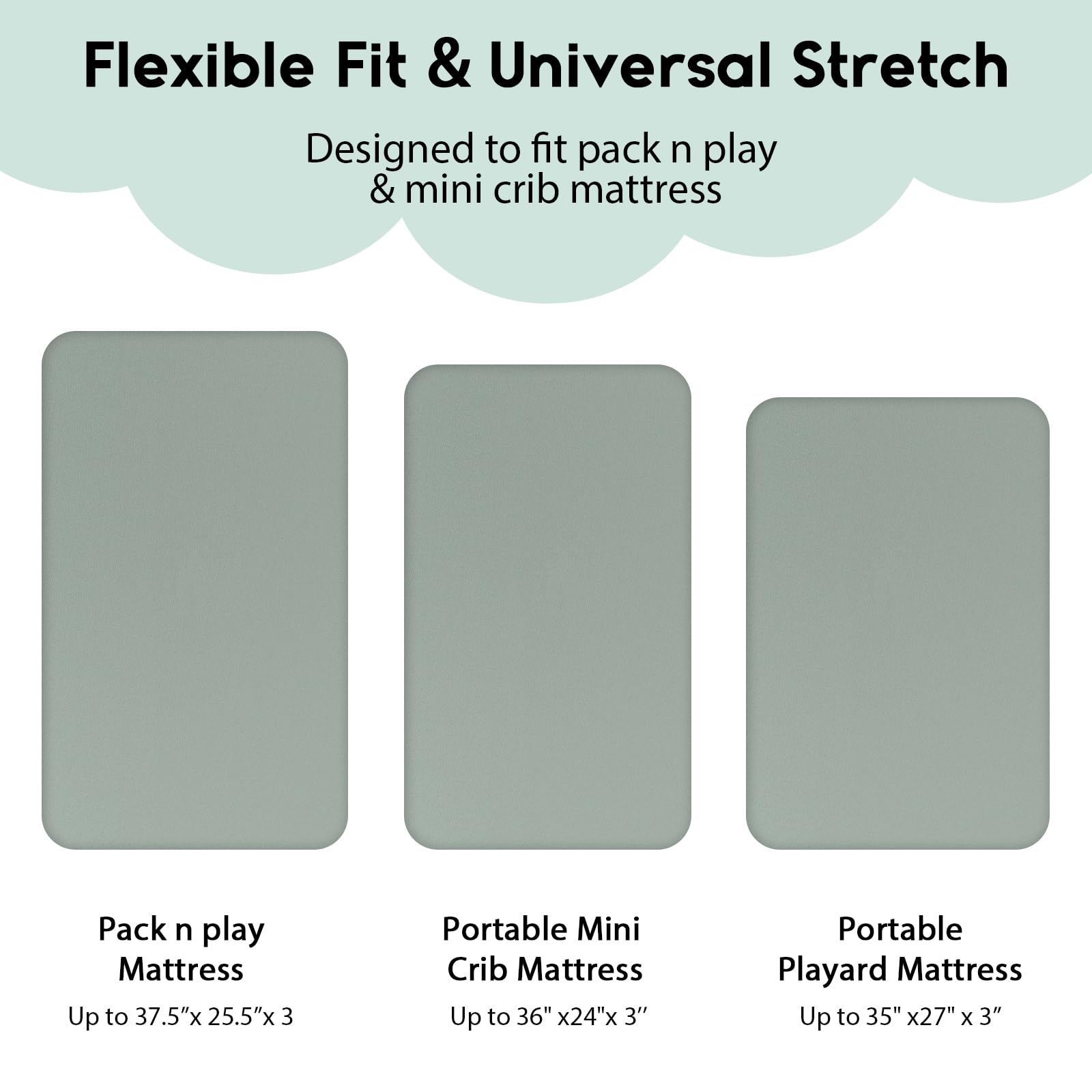 Yoofoss Cot Bed Sheets 65 x 95 cm Fitted Super Soft and Breathable Cot Bed Sheets Cozy Baby Cot Sheets 2 Pack Green and Leaf - Image 3