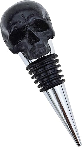Tapón de vino con diseño de calavera negra con lazo sellado de goma, accesorios de regalo para bar, boda, banquete, fiesta, vino, champán, amantes