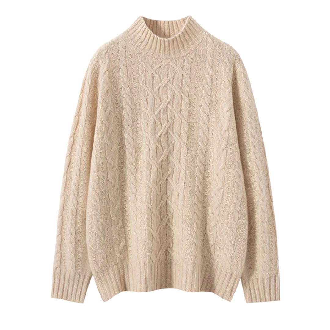 Maglione da donna in cashmere a maniche lunghe con collo a lupetto, lavorato a maglia, spesso, morbido e caldo