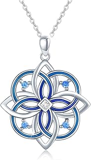 Heart Flowers Celtic Knot Necklace s925 Sterling Silver Celtic Knot Cross Necklace Hypoallergenic Celtic Jewelry for Women Good Luck Gifts for Girls