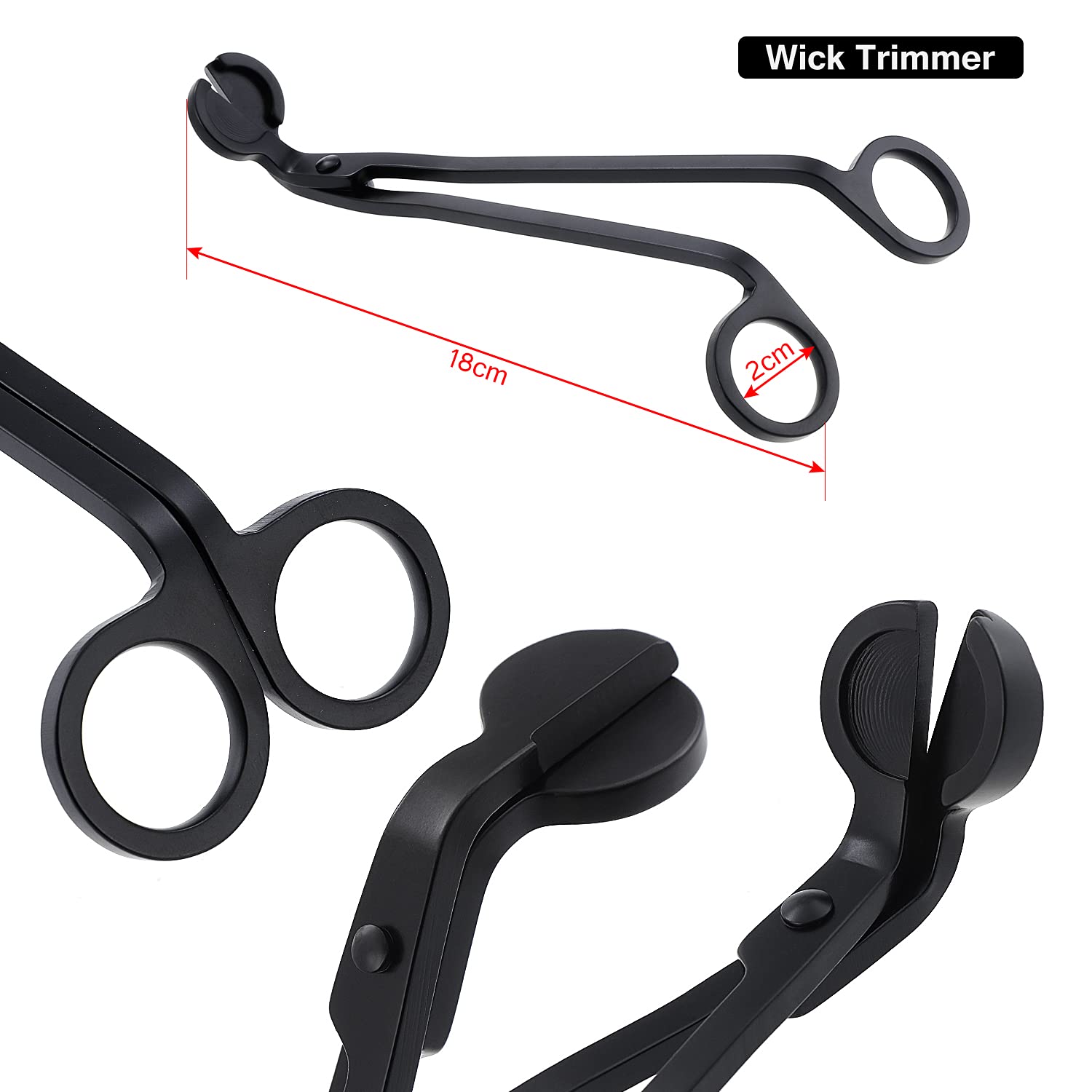 Kit 4 Outils Pour Bougies – Éteignoir, Coupe-mèche, Cuillère, Plateau En Acier Inoxydable Noir