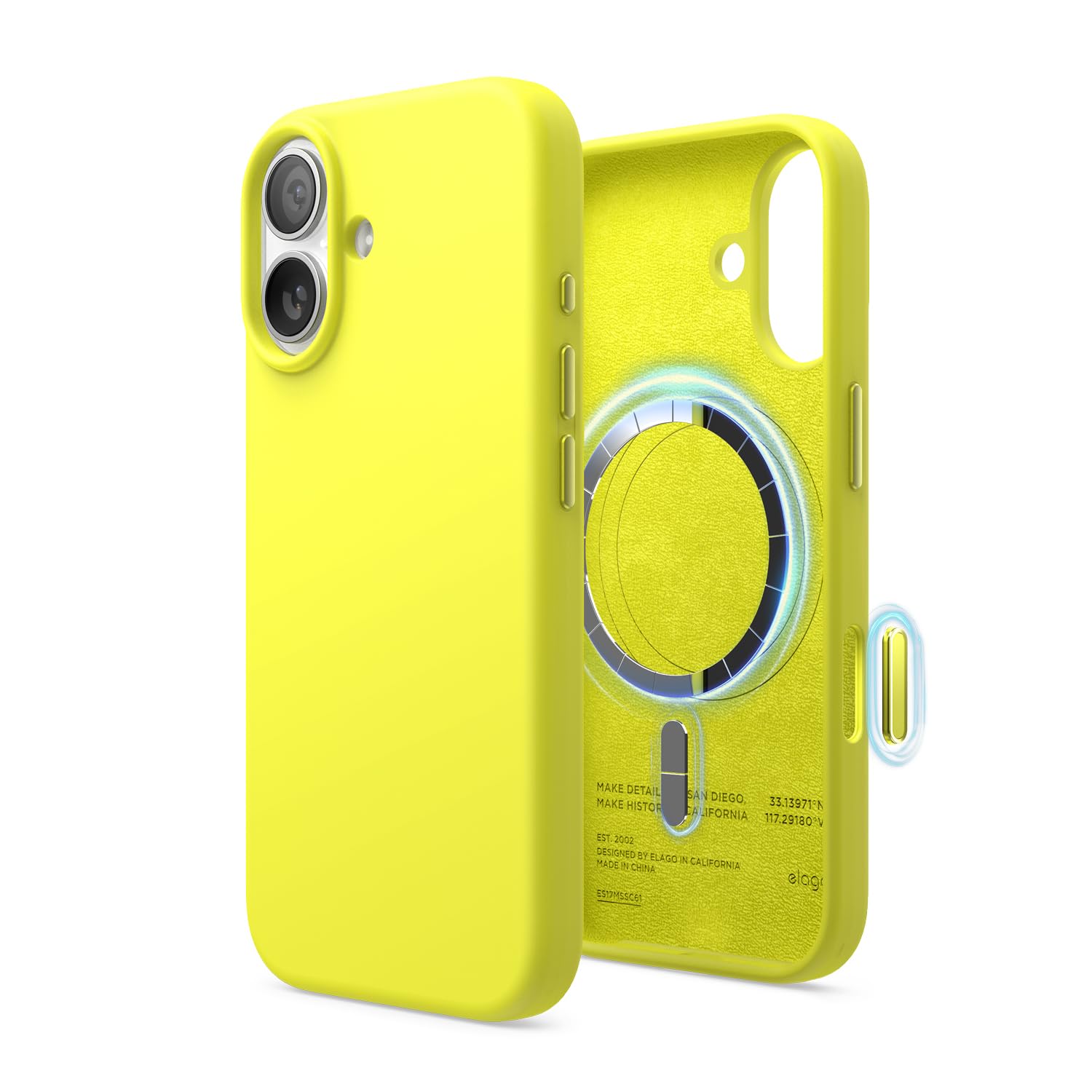 elago Cover Magnetica in Silicone Liquido per iPhone 17 (6,3") – Compatibile con MagSafe, Antiurto, Sottile, Finitura Soft-Touch (Giallo Neon)