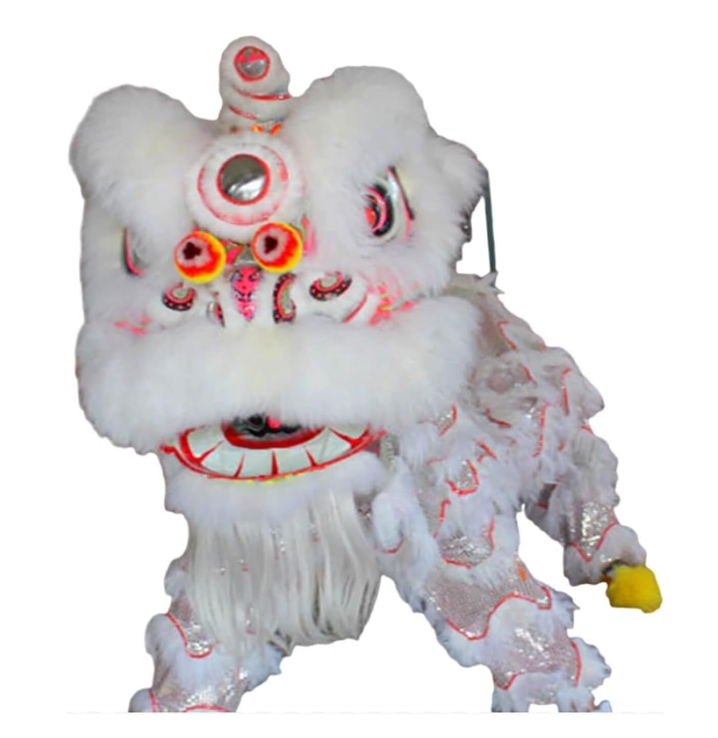 Krxsobnv White Lion Dance Clothes, Traditional Art Festival Celebrate Lion Dance Mascot Performance Dragon