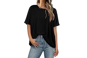 Trendy Women's Loose Fit Oversized Short Sleeve Tunic Top