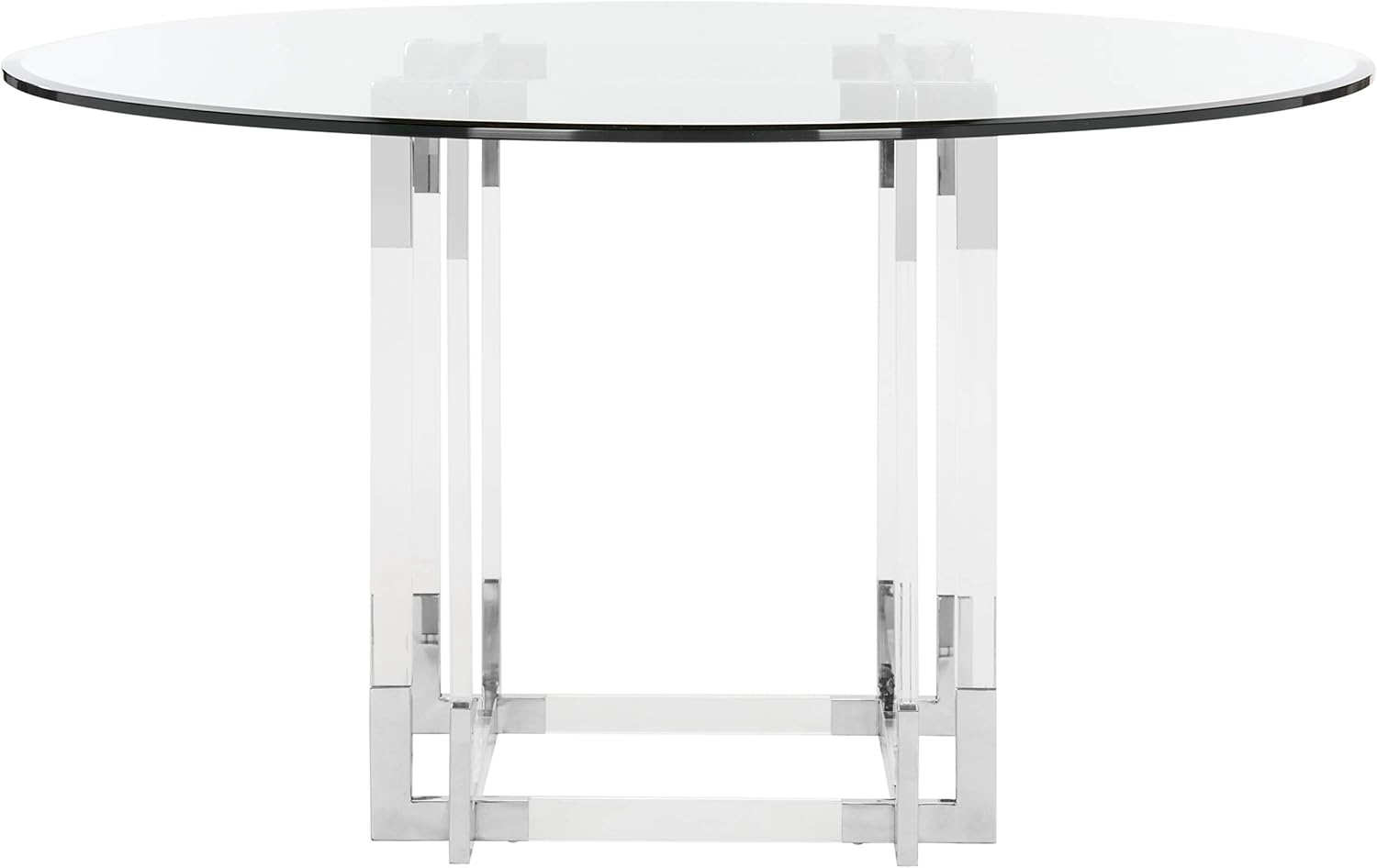 SAFAVIEH Couture Collection - Reiner Round Acrylic Dining Table, Silver Metal Base, Modern Clear Design (DUP1006B-54)