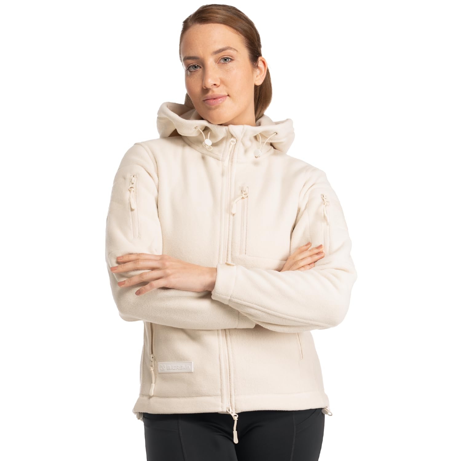 BAERSkin Tactical Fleece Hoodie for Women 330gsm - Full Zip 12 Pocket Warm Womens Hoodie Jacket