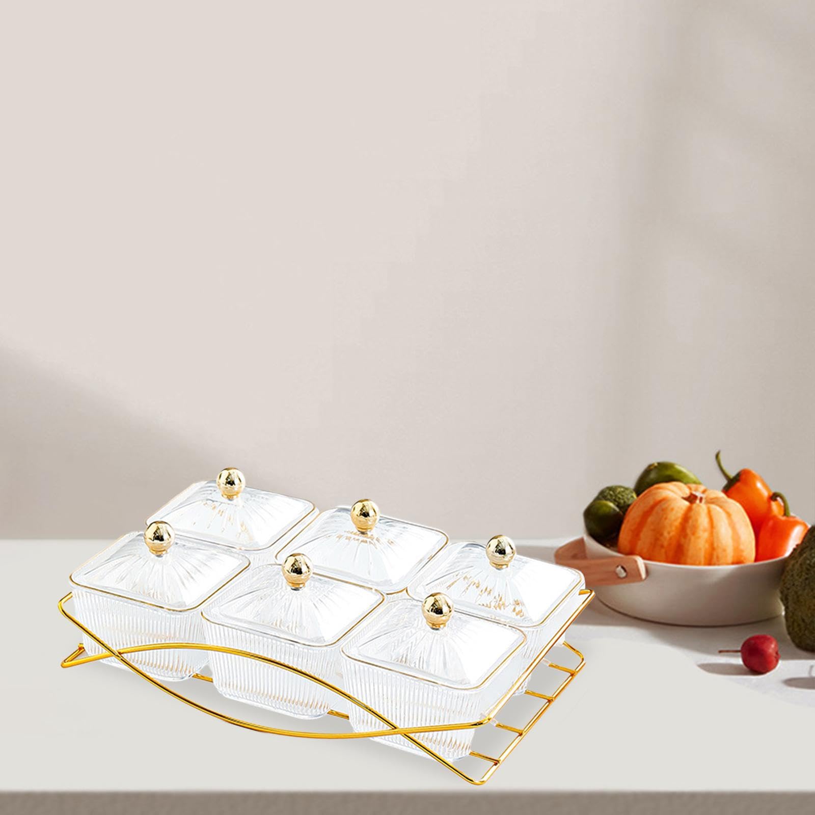 LOVIVER Geteilte Snack-Servierschalen, Nuss- und Süßigkeiten-Serviertablett mit Deckel, nordische Obst-Snacks-Servierplatte für Party-Nüsse, Hochzeit, Klar