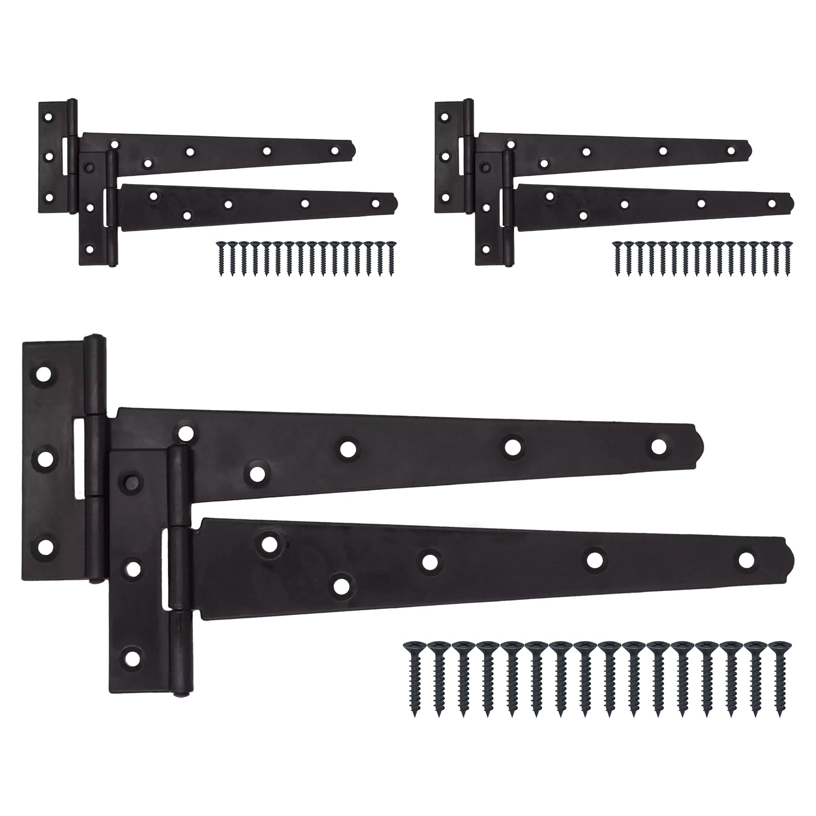 Eai Black Gate Tee Hinges - 400Mm / 16 Inch Heavy Duty T Hinges For Wooden Gates, Doors & Sheds - 6 Pack