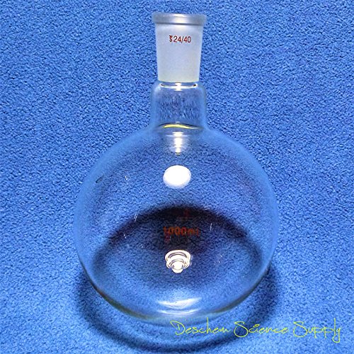 Deschem One Neck,1000Ml,24/40,Round Bottom Glass Flask,1L,1-Neck,Lab Bottle #TOP4