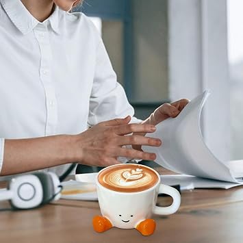 Novelty Tea Cup with Feet, Cute Ceramic Mug, Cute Aesthetic Water Cup, Decorative Kitchen Drinkware, for Latte Water Milk Hot Cocoa Cold Hot Drinks Beverages