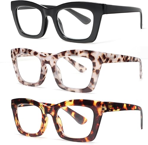 REAVEE Oprah Style - Lentes de lectura para mujer, bloqueo de luz azul, elegantes y de gran tamaño, bisagra de resorte