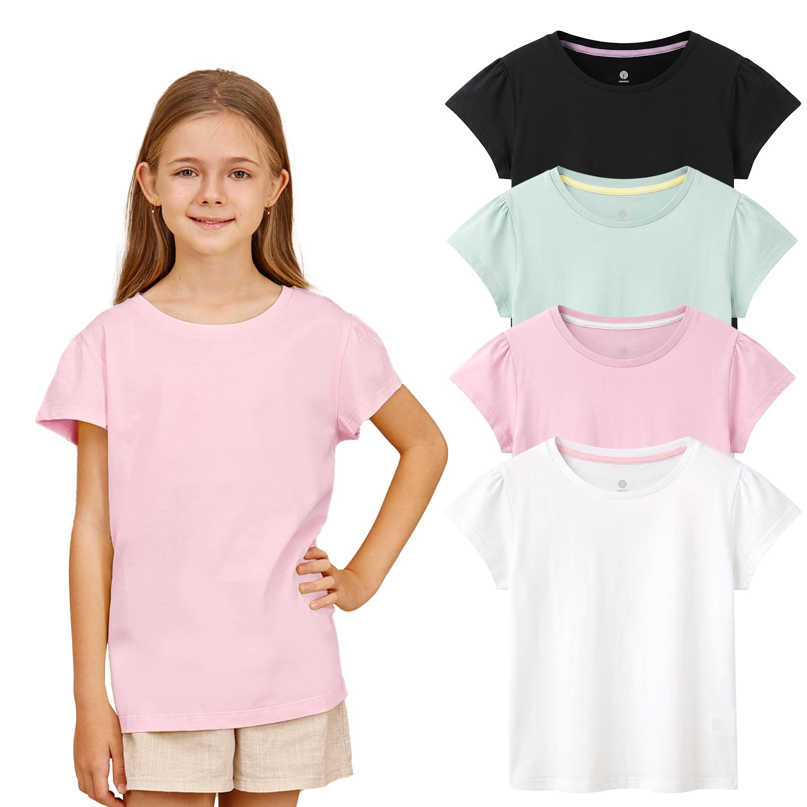 LAPASA Kinder T Shirt 100% Baumwolle 4er Pack Unisex 3-13 Jahre/ 95-165 Jungen Jungs Sport Tshirt K01