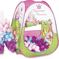 Toca Barraca Infantil Piquenique Das Princesas Rosa com 25 Bolinhas