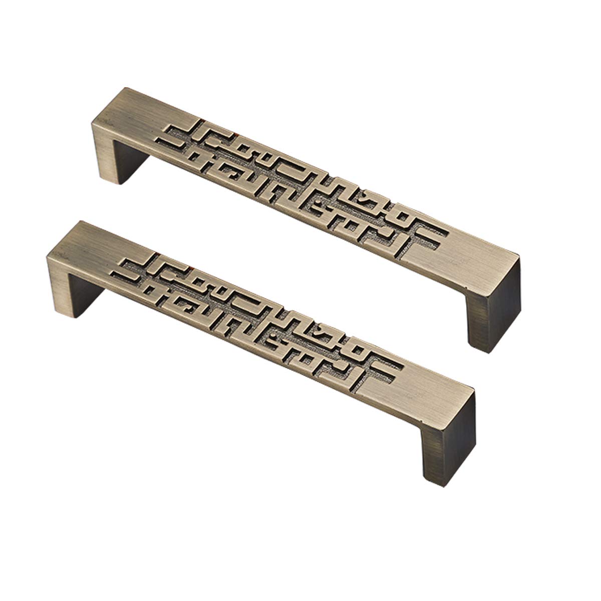 Wushadehans Retro Bronze Antique Brass Cabinet Drawer Handles 2Pcs Chinese Style Zinc Alloy For Kitchen Furniture Medicine Cabinet Hardware(,Hole Distance 128Mm)