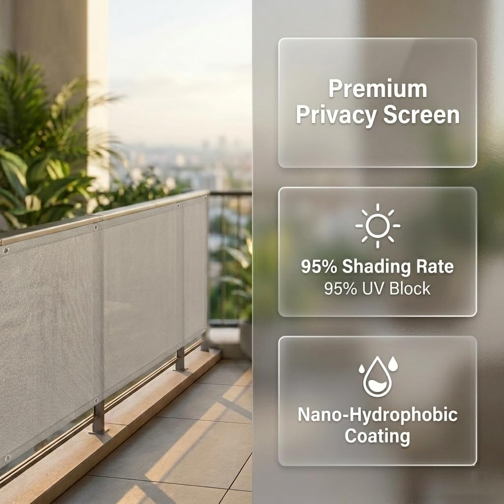 Telo Frangivista Balcone 80x850cm – Copertura Ringhiera Protezione Privacy e Anti-UV | Telo Paravista Resistente per Balcone, Giardino e Terrazza, con Occhielli e Fascette, Grigio Chiaro