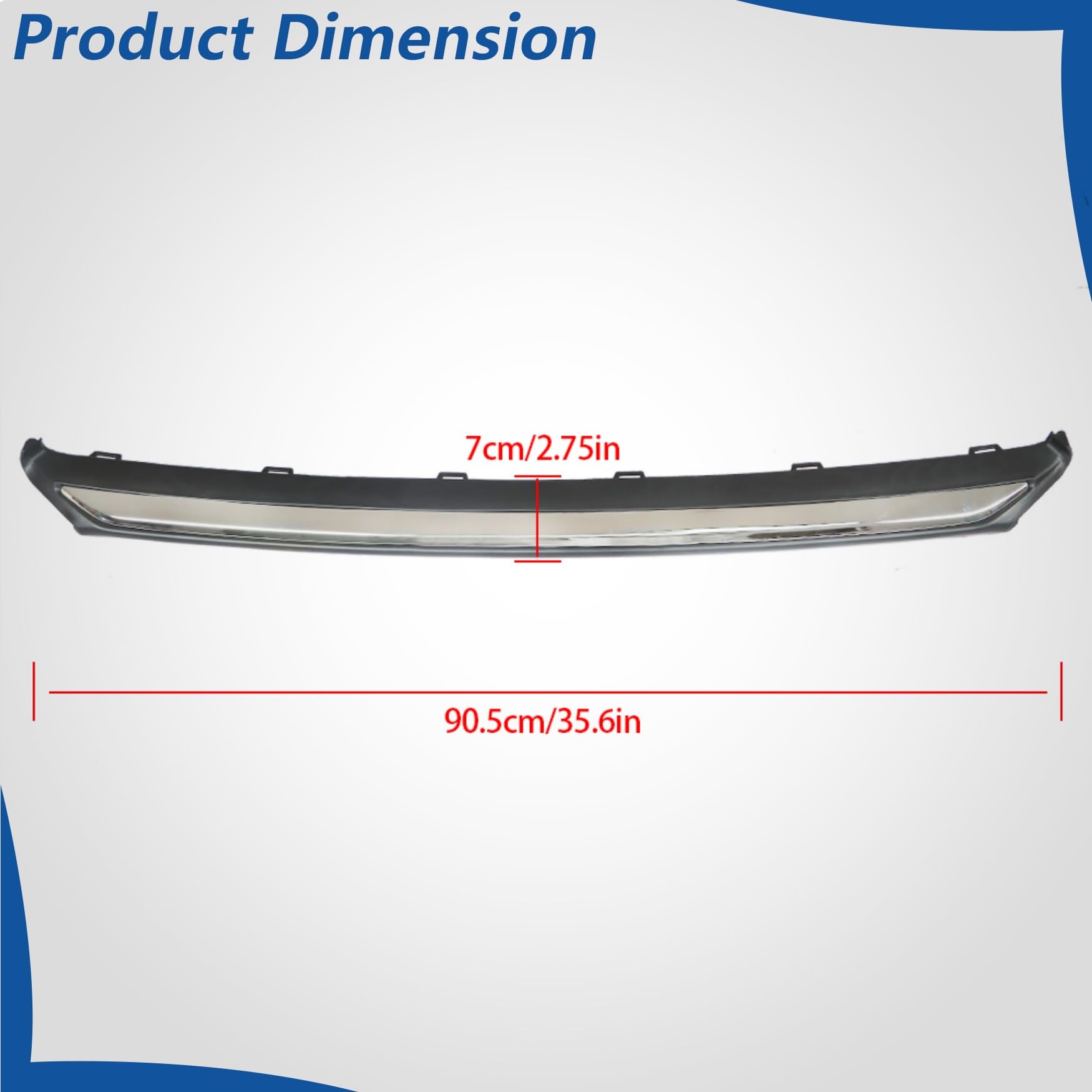 Front Bumper Trim Chrome Replacement For Honda Accord 2013-2015 - Part #71150T2FA00, HO1095119, Easy No-Drill Install