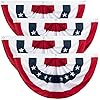 USA Pleated Fan Flag American US Bunting Flag Patriotic Half Fan Banner Flag with Brass Grommets for 4th of July Memorial Day Decoration Red White and Blue Bunting 4 15×3 Feet