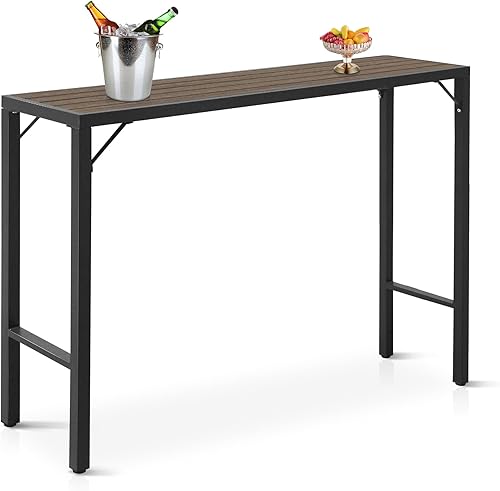 Miniatura 1 de Raysfung Mesa de bar al aire libre, mesa de bar de 55 pulgadas, mesa de comedor con parte superior impermeable para balcón, jardín, patio, piscina