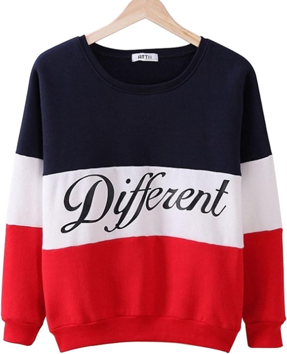 LAISIYI Thin Fleece Different Letter Printed Casual Sweater Mix Color Pullover Cute Hoodie