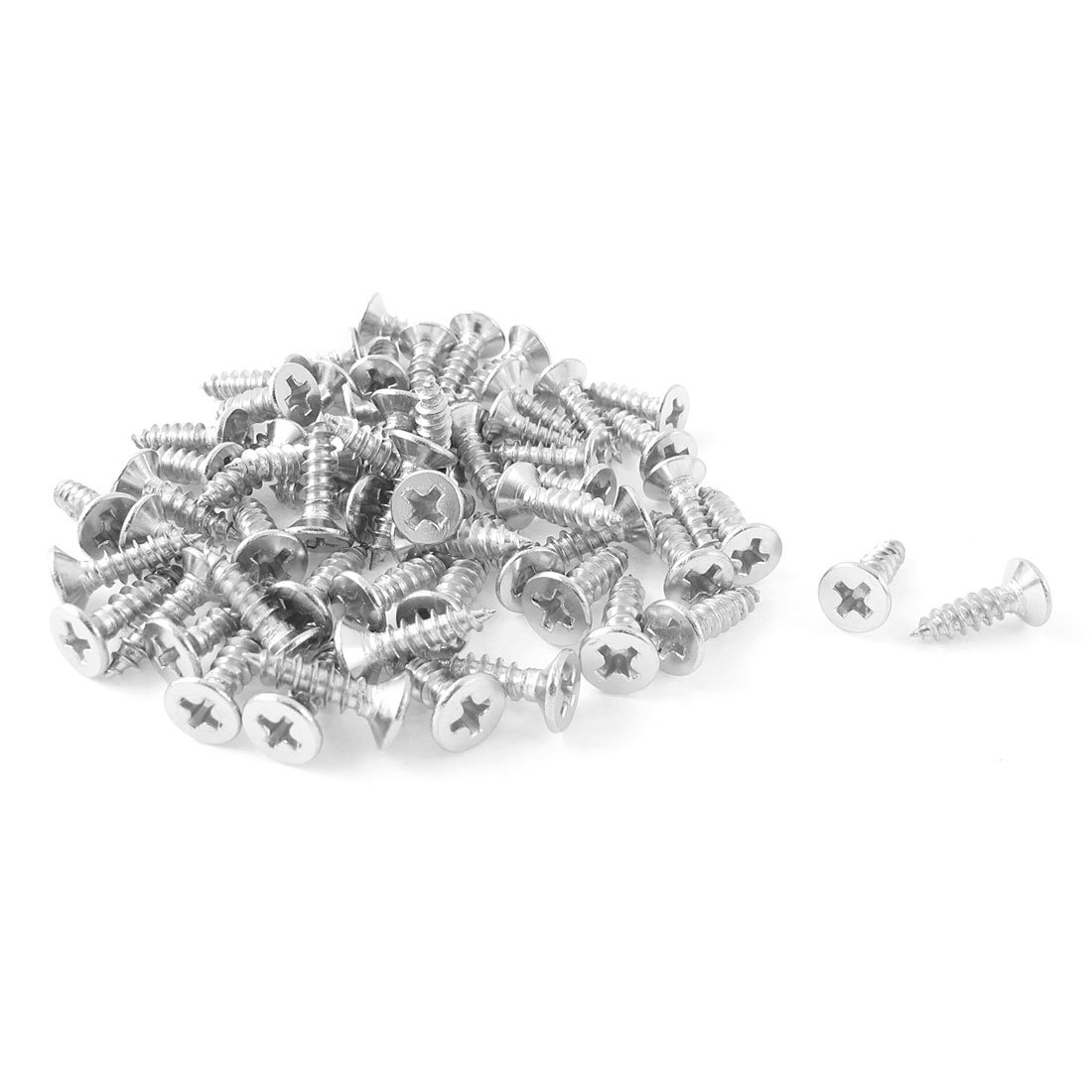 Uxcell Silver Sourcingmap 4Mmx10mm Self Tapping Phillips Flat Head Sheet Metal Screws 60Pcs