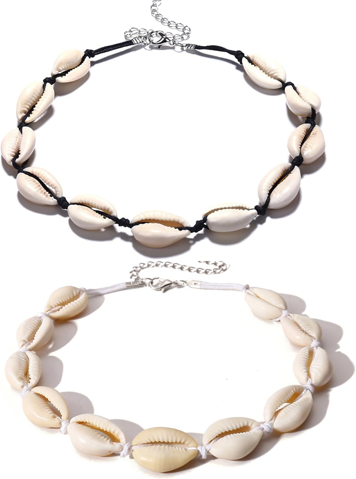 Meetlight Women Shell Choker Necklaces Adjustable Handmade Hawaii Jewelry Set for Girls Lady Boho Clavicle Black and White