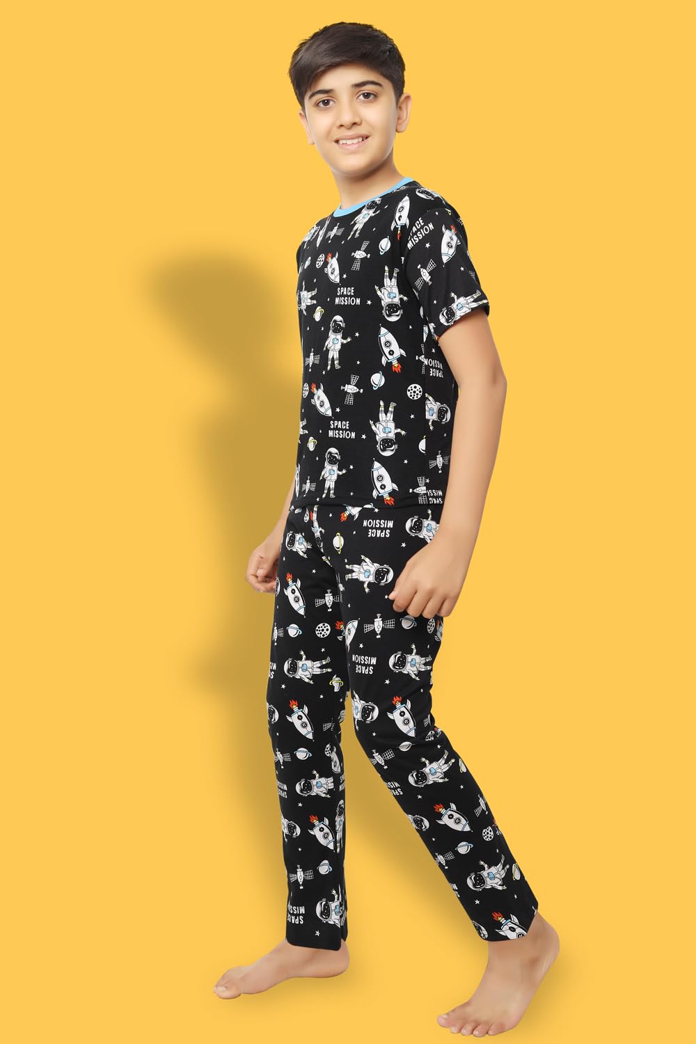Ninos Dreams Cotton Graphic Pajama Pack of 1 (Round Neck Boys Coord Set_Black_12-14 Years) - Image 3 thumbnail