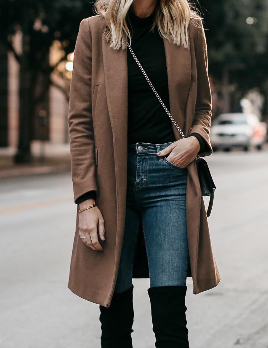 IDEALSANXUN Womens Wool Coats Fall Winter Trench Coat Dressy Blazer Jackets - Image 3