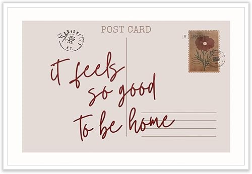 Pósteres vintage con texto en inglés "It Feels So Good To Be Home" de moda rosa, arte de pared con sello funky, decoración retro horizontal,