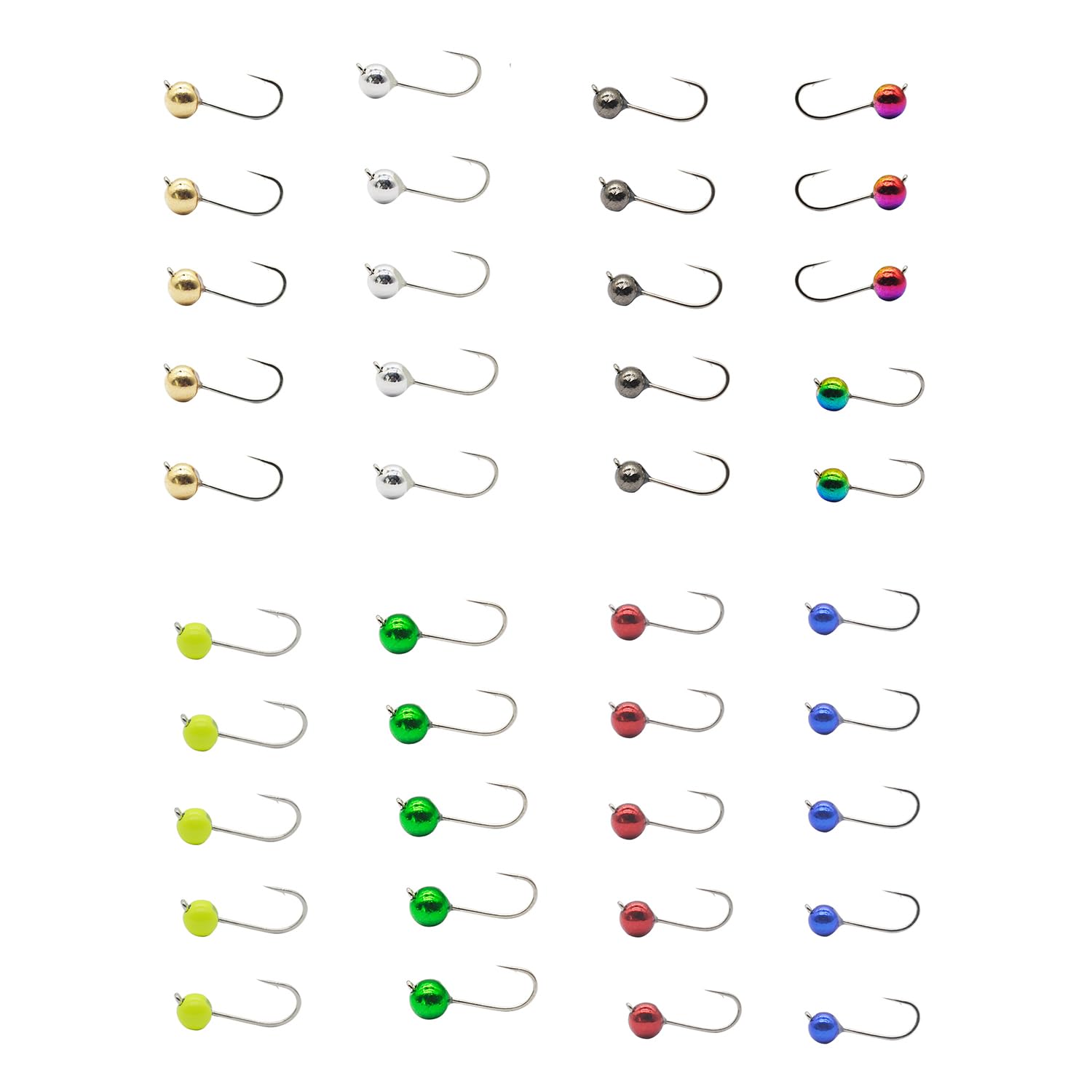 ALICHINO Tungsten Fly Tying Jig Heads for Fly Fishing Small Round Ball Crappie Jig Heads Tungsten Nano Jigs Kit Tungsten Beads with Hook (8 Colors Set 40 pcs, 3mm,1/120oz #14)