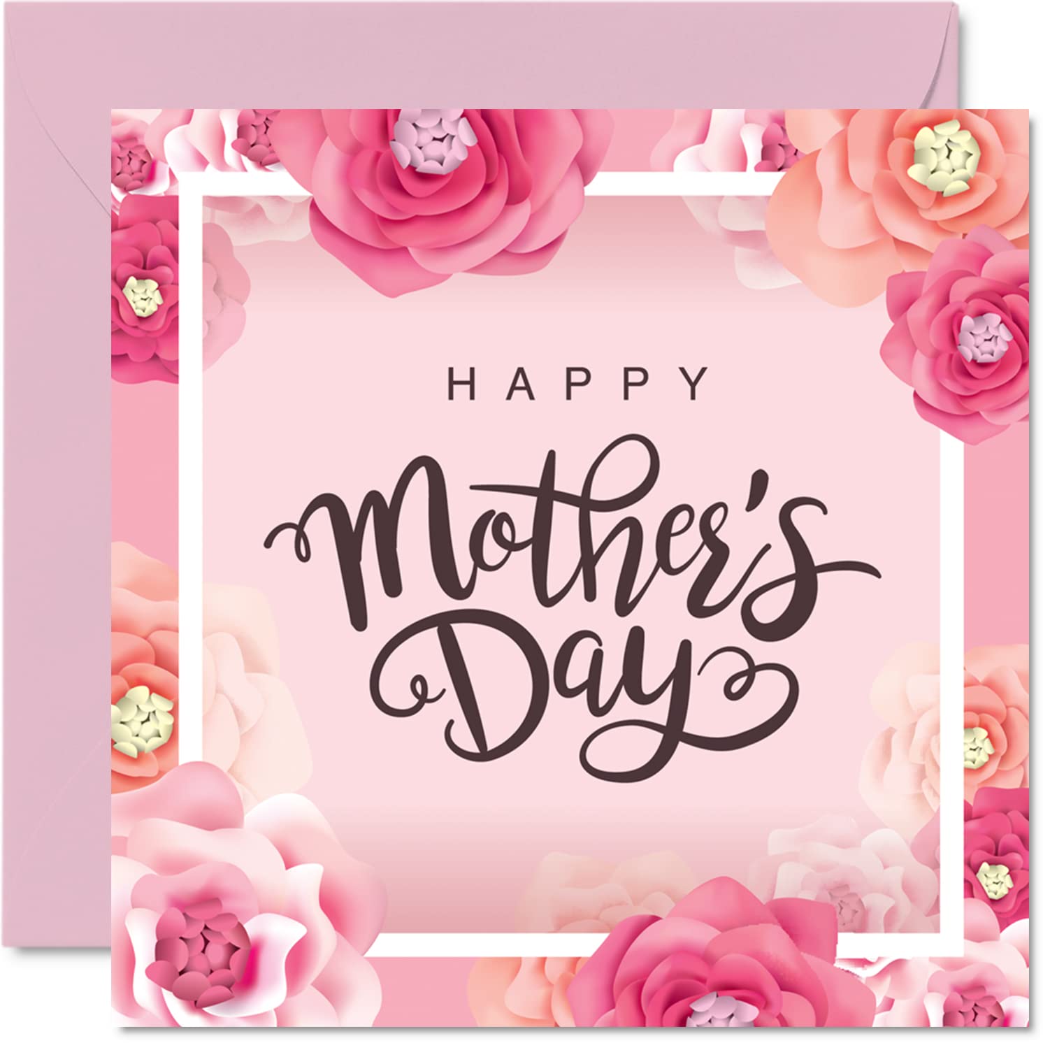 Mothers Day Card for Mum, Floral Flowers Bouquet Happy Mother's Day Card for Mother from Son Daughter, 145mm Seasonal Beautiful Greeting Cards Mummy Mama Mam Mammy Mom Mommy