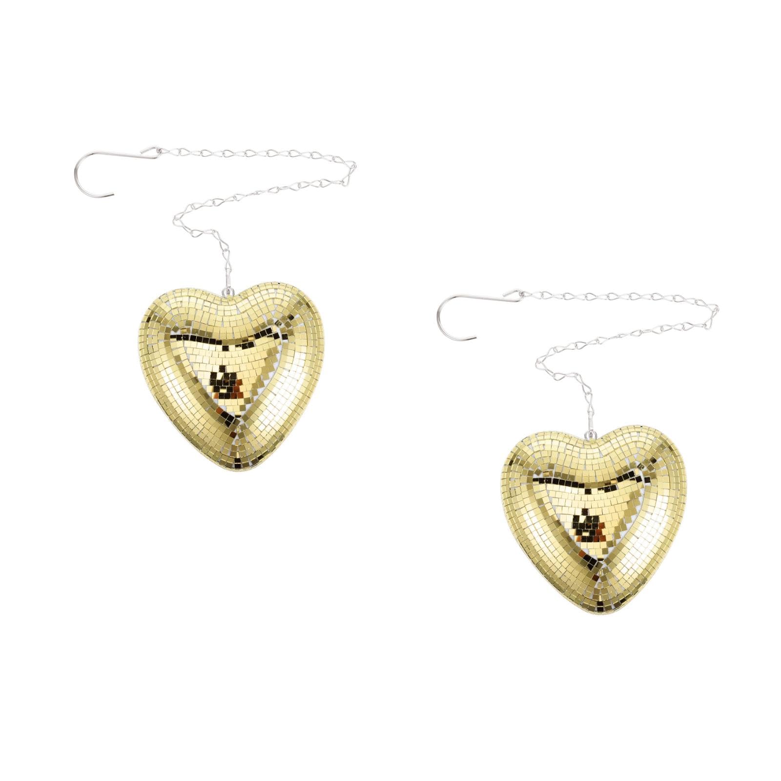 LUOZZY 2pcs Heart Shaped Disco Ball Hanging Decor for Party Reflective Mirror Ball Ornament Valentine's Day Decoration Heart Decor Mirror Disco Balls