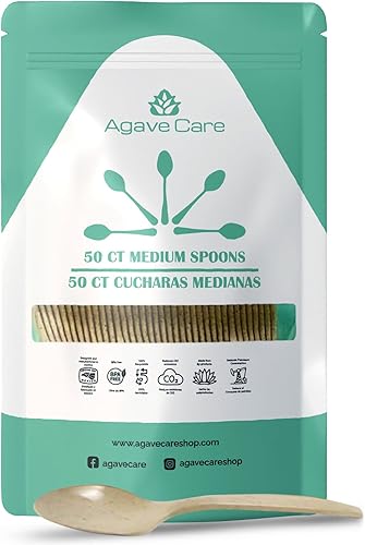 50 Pack Biodegradable Spoons Made WAgave Fibres - A Natural Environmental Friendly Option Compostable, Healthier, Safer & Reusable Eco-Friendly