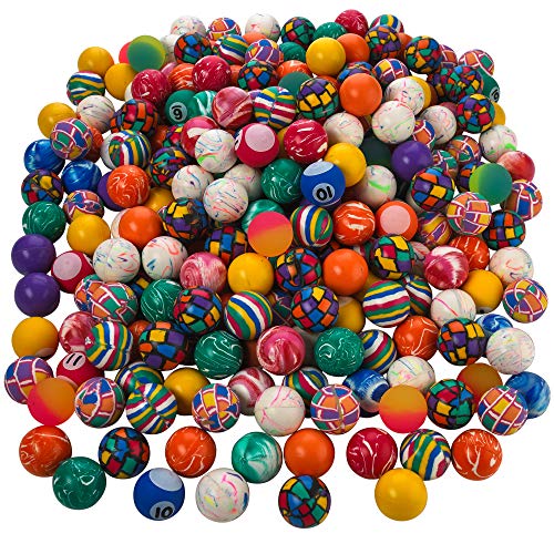 Kicko High Bouncy Balls - 250 Pieces - 1 Inch (27mm) - Cool and Fun Assorted Colorful Bulk Hi Bounce Balls - for Kids, Boys, and Girls - Vending Machine Refill, Party Favors, Bag Stuffers, Fun, Toy, Prize