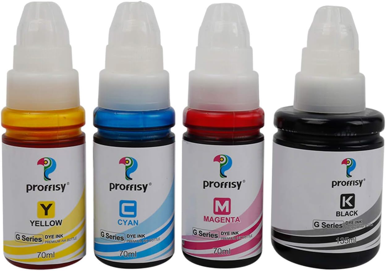 proffisy Ink Refill dye ink for Canon G series GI 790 Compatible for Canon PIXMA G1000,G1010,G1100,G2000,G2010,G2100,G3000,G3010,G3100,G4010 (4 Color)