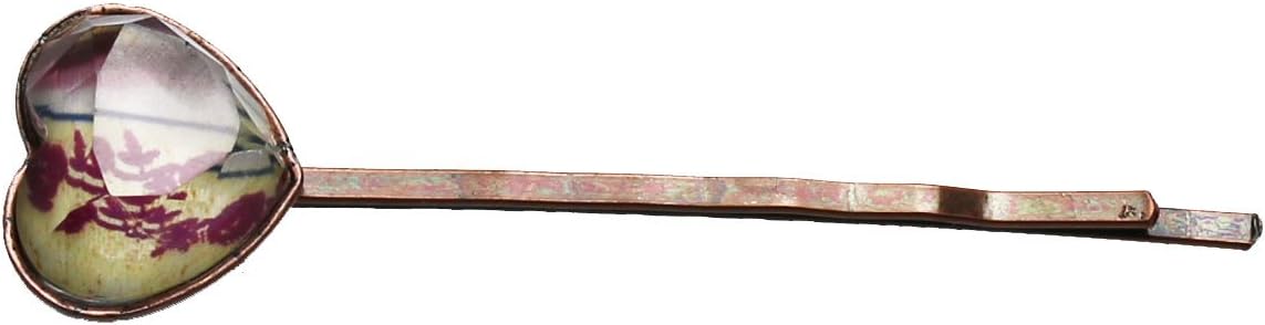 ヘアピン かわいい おしゃれ バラ柄のハートのヘアピン(ヘアピン交換可能)