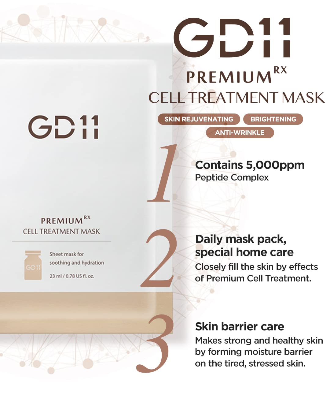 GD11 Premium RX Treatment Mask | Anti-Aging Facial Sheet Mask with Stem Cell Extract | Soothing, Moisturizing, Barrier-Strengthening & Skin Elasticity Care | Hypoallergenic Tencel Sheet, 6 Sheets - Image 2