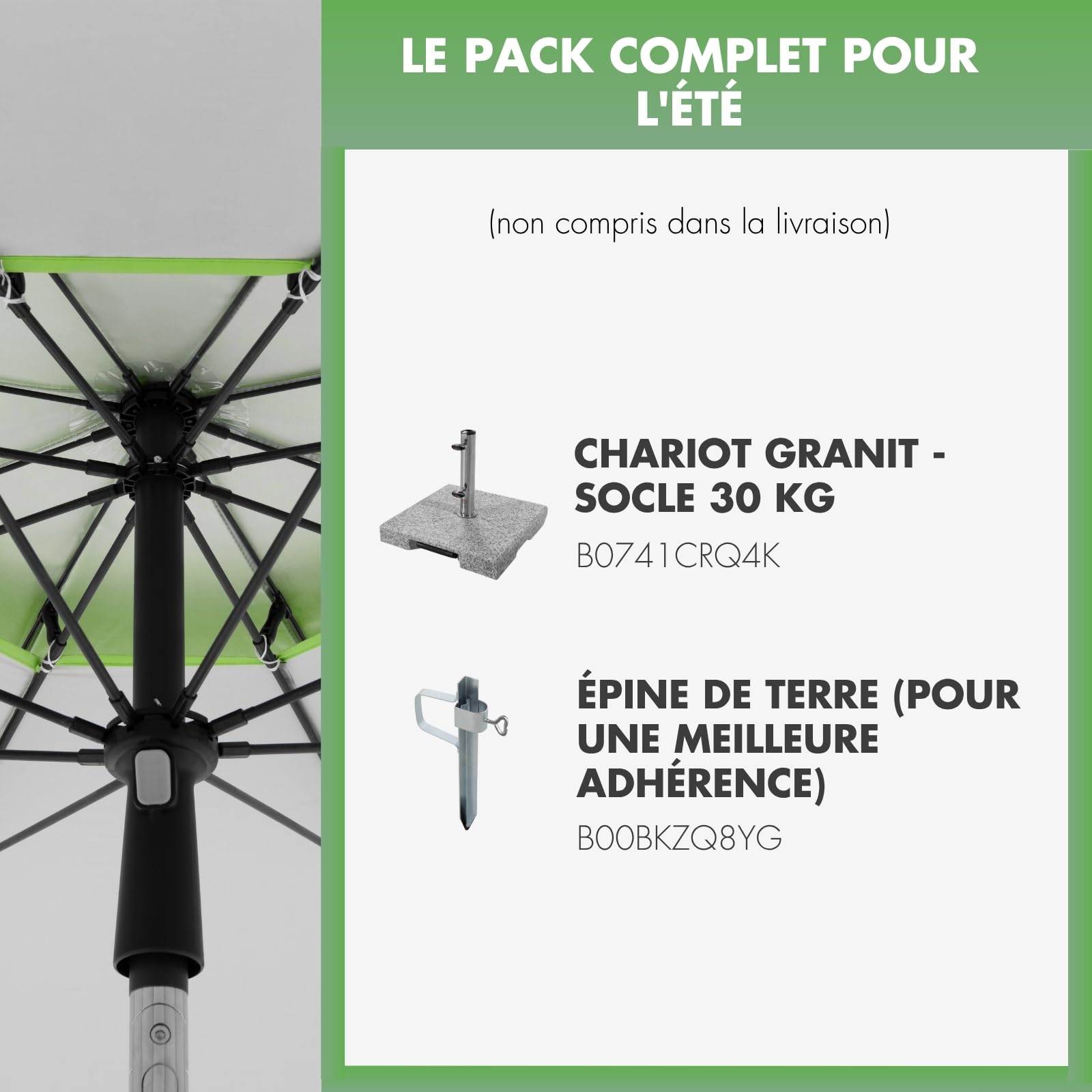 derby Parasol 200 cm I Parasol pour plage, balcon et terrasse I Parasol réglable en hauteur I Avec protection UV I Parasol pliable I Pour plage et piscine extérieure I Parasol de plage