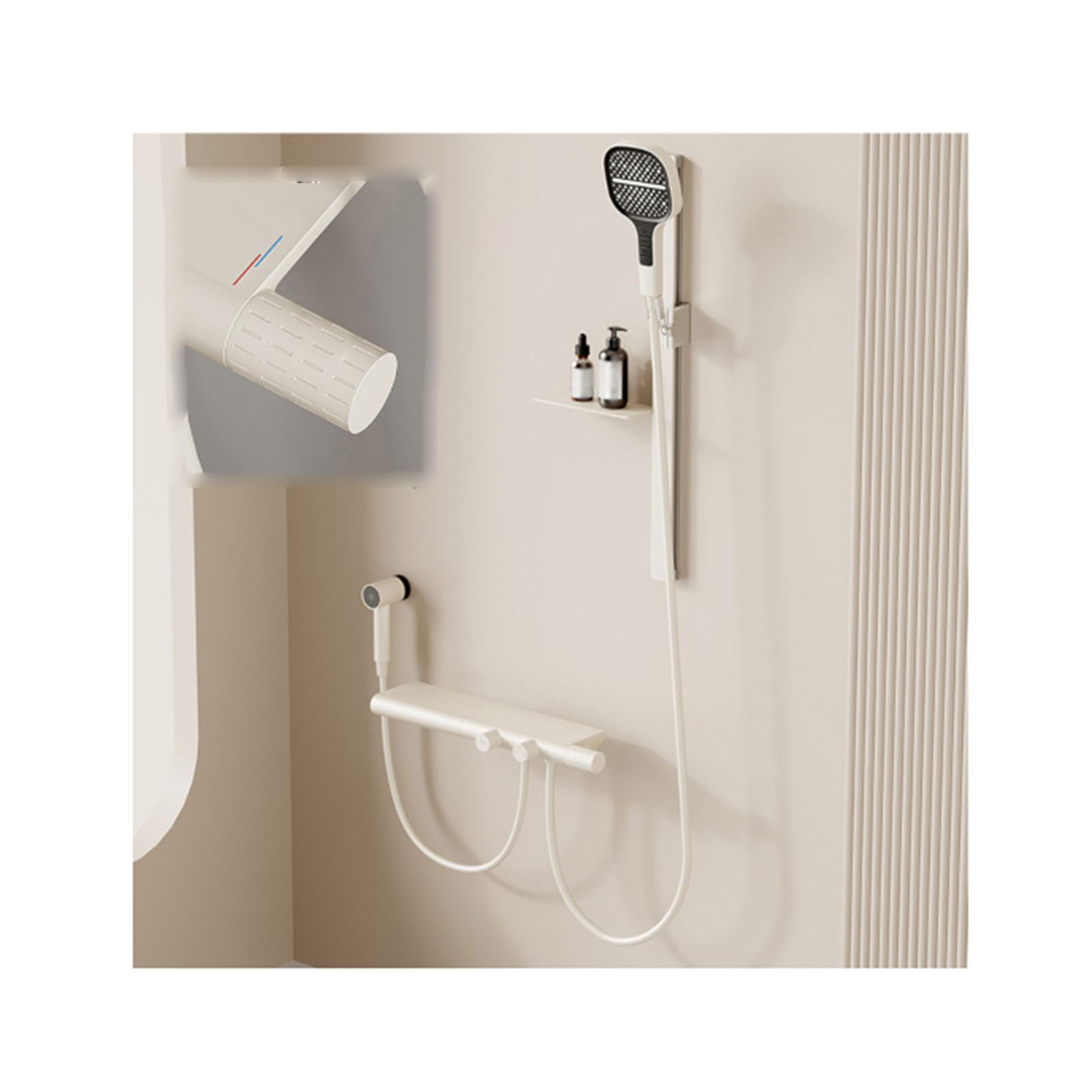SnamicE Shower Faucet Set Hot and Cold Water,Height Adjust Rainfall Shower Head with Tub Spout,Wall Mount Shower System with Handheld,