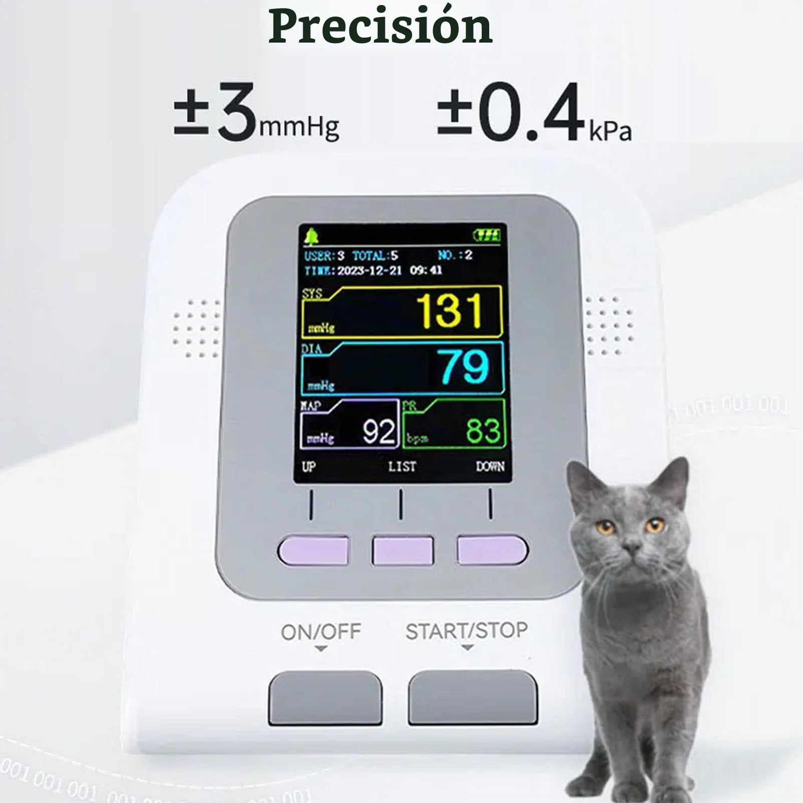 Oxímetro de pulso veterinario, tensiómetro digital veterinario para perros, gatos y mascotas, para uso doméstico, tensiómetro digital automático de escritorio con pantalla LCD y brazalete de