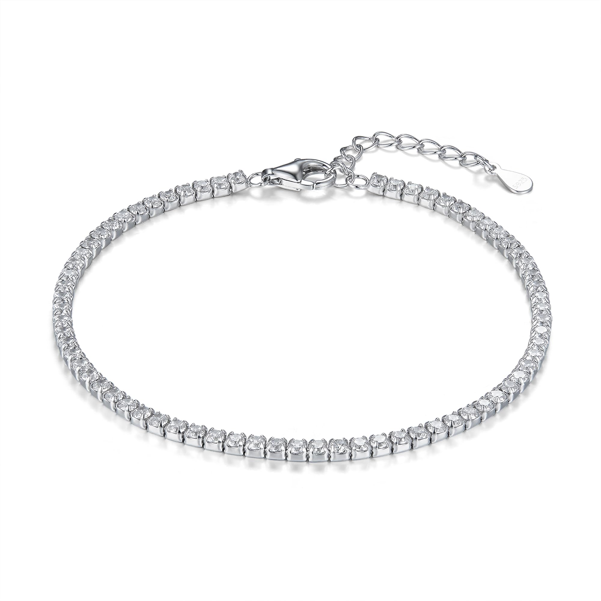 Schöner-SD Feines 925 Silber Tennis Armband rundherum mit Zi