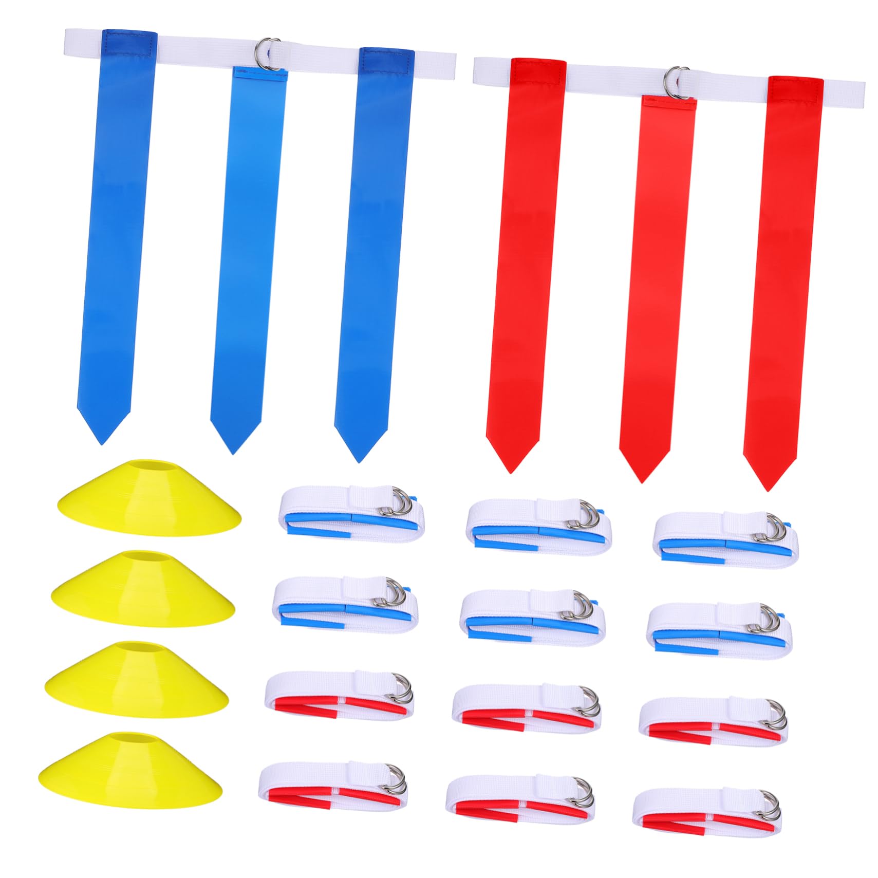 Holibanna 16Pcs Flag Football Set Adjustable Belts with Durable Cones for Youth and Adult Training Hook and Loop Design Convenient Storage Bag Included